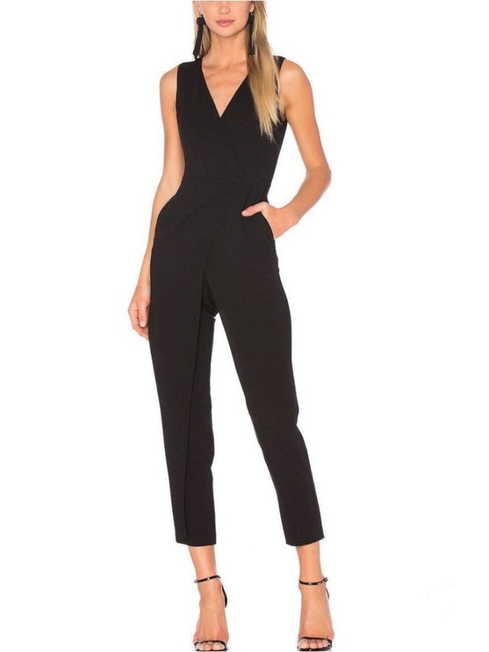 BCBGeneration Black Sleeveless V-Neck Jumpsuit